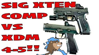 Sig Xten Comp 10mm vs Springfield XDM Elite 4 5 10mm [upl. by Auqinom]