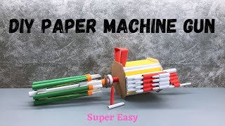 DIY paper machine gun  Making machine guns out of paper  Origami simple paper gun [upl. by Enilamme347]