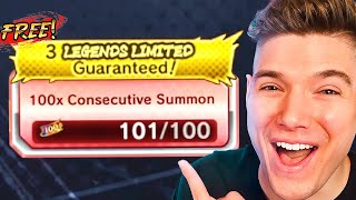 Free Legends Limited Guaranteed 100x Summon on Dragon Ball Legends [upl. by Yaf]