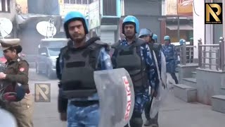 Sambhal me Aaj Jumma ke mauqe par Shahi Jama Masjid ke pass Tight Security ka bandobast [upl. by Wallraff412]