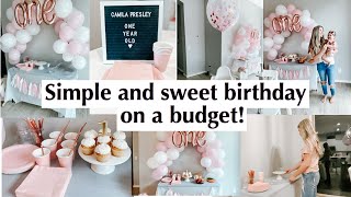 Simple and cute birthday party on a budget  1st bday ideas  party decorations from dollar tree [upl. by Croom]