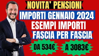 PENSIONI 2024 💰NUOVI AUMENTI IN ARRIVO GIA DA GENNAIO 📈 ESEMPI IMPORTI ESATTI FASCIA PER FASCIA [upl. by Siekram]