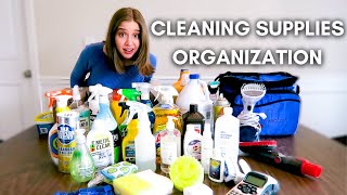 HOW TO ORGANIZE YOUR CLEANING SUPPLIES  Small Space Cleaning Supply Organization [upl. by Eldin]