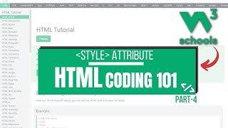 HTML Coding 101 04 HTML Style Attribute  W3Schools HTML Tutorial [upl. by Latea115]