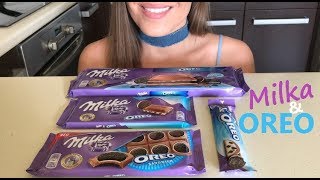 MILKA and OREO Chocolate Bars Eating I Eating Sounds  Mukbang  Unboxing  ASMR Dessert [upl. by Won]