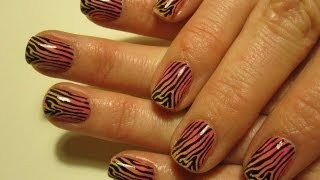 Zeberka na kolorowo  tutorial  colorfull zebra nail art  wzorki na paznokcie [upl. by Uela]