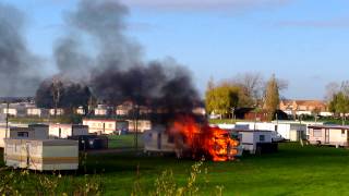 Thorney Bay Park Canvey Island  caravan destroyed by fire [upl. by Goddard]