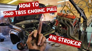 Pulling a hurt stroker LS out of a AWD trailblazer SS [upl. by Yecies]