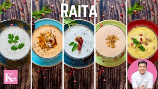 मिनटों में 5 तरह का रायता तैयार 5 Types of Raita  Indian Style Yogurt  Kunal Kapur Summer Recipes [upl. by Nelan]