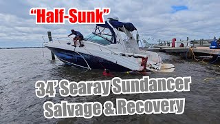 34 Searay Sundancer Partially Sunk at Marina During Hurricane Milton Using Lift Bags to Salvage [upl. by Nierman]