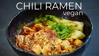 Vegan Chili Ramen Recipe  Spicy Red Broth Noodle Soup [upl. by Emera166]