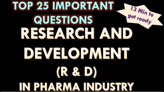 Research and development in pharmaceutical industry I R and D department Interview questions answers [upl. by Uy]