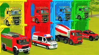 TRANSPORTING PIXAR CARS amp FRUITS WITH COLORED amp JOHN DEERE vs CLAAS vs TRACTORS  BeamNGdrive 962 [upl. by Atinra249]