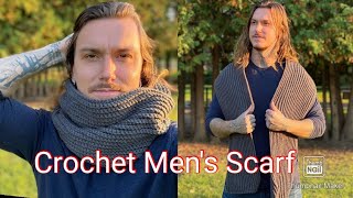 HOW TO CROCHET MENS SCARF  CHUNKY amp WARM  FOR WINTER  EASY TUTORIAL  BEGINNER FRIENDLY [upl. by Oizirbaf]