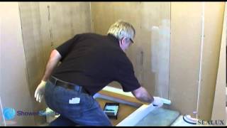 Tanking shower walls and fitting a Sealux Trim [upl. by Mireielle]