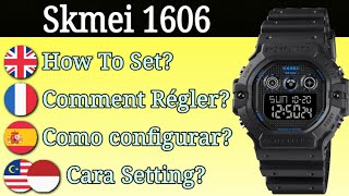 Skmei 1606 Digital Sport Watch Time Setting Manual  Alarm Chrono Water Resist WR50M [upl. by Whitehouse962]