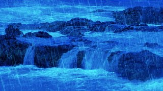 Heavy Rain amp Big Ocean Waves 🌧️ Rainstorm Sounds White Noise for Sleeping Studying or Relaxation [upl. by Eniaral922]