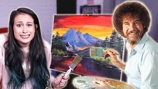 IK PROBEER EEN BOB ROSS SCHILDERIJ TUTORIAL TE VOLGEN  Fan Friday [upl. by Gottfried]