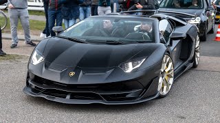 Novitec Lamborghini Aventador SVJ Roadster  CRAZY Accelerations Revs amp Flames [upl. by Holtz499]