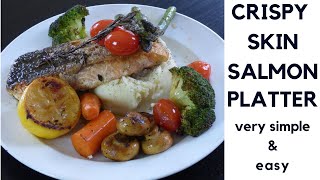 PERFECTLY PANFRIED CRISPY SALMONRESTAURANT STYLE SALMON PLATTER [upl. by Thurmond]