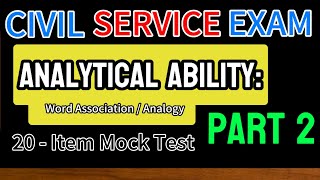 2024 CIVIL SERVICE EXAM l Analytical Ability Word Association Mock Test Part 2 [upl. by Egag]