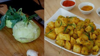 Easy Kohlrabi Recipe Indian  How To cook Kohlrabi [upl. by Wittie]