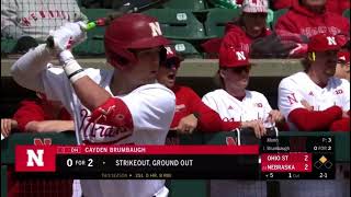 Cayden Brumbaugh RBI Double Nebraska Husker Baseball vs Ohio State 4624 Rhett Stokes stolen base [upl. by Rolfe507]