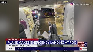 Alaska Airlines flight makes emergency landing at PDX after window blew out [upl. by Ingar]