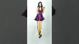 Glitter dress shorts shorts ytshort youtubeshorts sketch artandcraft asmr dressdesign art [upl. by Manara]