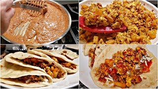 Homemade Breakfast Tacos  Chorizo Egg and Potato Tacos  How to Make Refried Beans [upl. by Dicks]