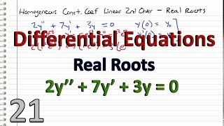 Differential Equations  21  Real Roots  Constant Coef Homogeneous 2nd Order [upl. by Ihcas914]