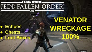 Jedi Fallen Order  Venator Wreckage 100 exploration w chests and echos [upl. by Heady]