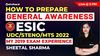 How To Prepare General Awareness for ESIC UDCMTSSteno 202122  ESIC UDCMTSSteno GA Strategy [upl. by Akcir]