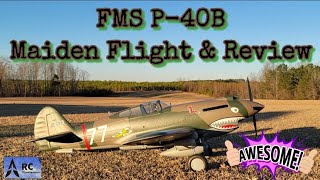 FMS P40B FLYING TIGER 1400mm Maiden Flight amp Review [upl. by Hisbe]