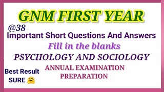 Gnm First year annual exam preparationShort questions and answers from psychology and sociology [upl. by Clemmie]