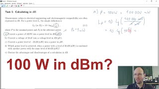 EMC Task 1 a How to convert a power of 100 W into a power level in dB mW [upl. by Janice906]