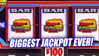 MY BIGGEST HIGH LIMIT JACKPOT ON SIZZLING 7 SLOT MACHINE IN THE HIGH LIMIT ROOM ON CASINO SLOTS [upl. by Prouty857]