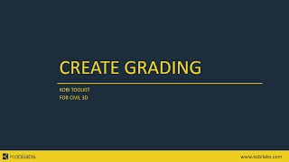 Civil 3D Create Grading  Kobi Toolkit [upl. by Enrica]