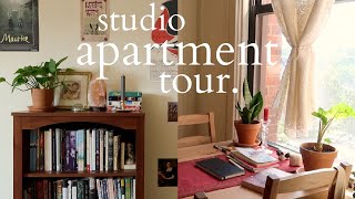 studio apartment tour  cozy bookish plants dark academia [upl. by Otila998]