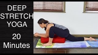 Deep Stretch and Restorative Yoga with a Bolster  20 Minutes [upl. by Orling]