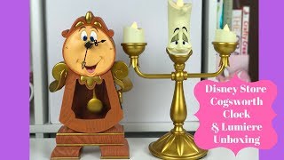 Disney Stores Cogsworth Clock and Lumiere Unboxing [upl. by Plusch992]