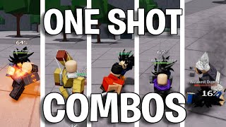 UPDATEDTRUE ONE SHOT COMBOS FOR EVERY CHARACTER Strongest battlegrounds [upl. by Jesh896]