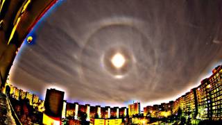 Pyramidal halos around the moon March 25th26th 2013 Dresden Germany unsharp masked [upl. by Carey]