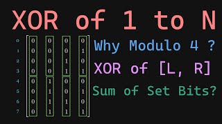 How to find Xor of all numbers from 1 to N and the number of set bits at any position [upl. by Fennie]