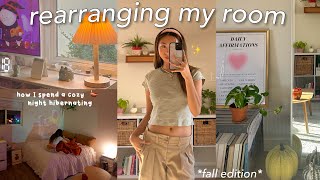 mini room makeover 🍂 rearrangingbc I got bored  how to spend a COZY night alone🍵 [upl. by Eikciv]