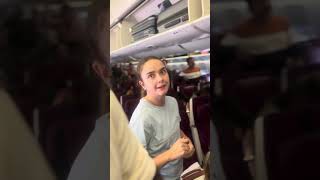 Entitled White Russia women refuses to wait until crowd aisle clears begins her barbaric behavior [upl. by Kristyn691]