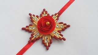 DIY Easy Rakhi Dasign How to Make Beautiful Rakhi  Raksha bandhan with Match Stick [upl. by Mae]