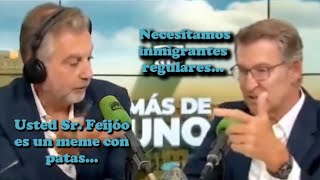 El discurso hipócrita de Feijóo con la migración salta por los aires en medio minuto quotEs un meme [upl. by Singleton332]