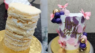 Wave cake  Toll cake design tutorial  pink and purple combination cake design  cake design [upl. by Narual]