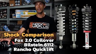 Coilover Comparison Fox 20 vs bilstein 6112 vs rancho Quicklift [upl. by Fein]